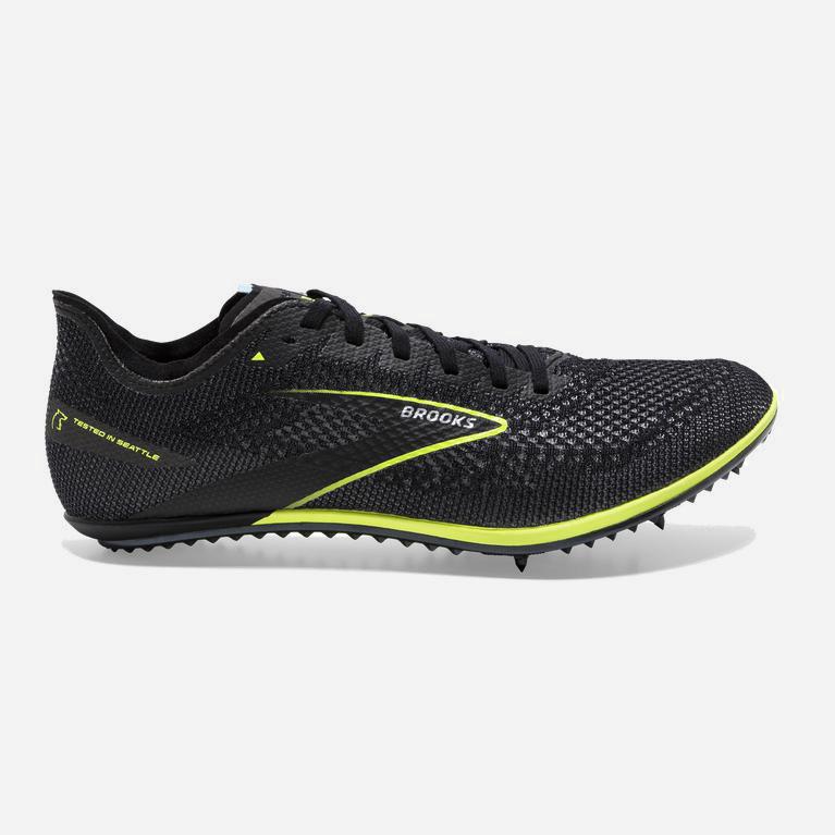 Brooks Men's Elmn8 6 Track & Cross Country Shoes Singapore - Black/Nightlife/GreenYellow (89564-SDQC